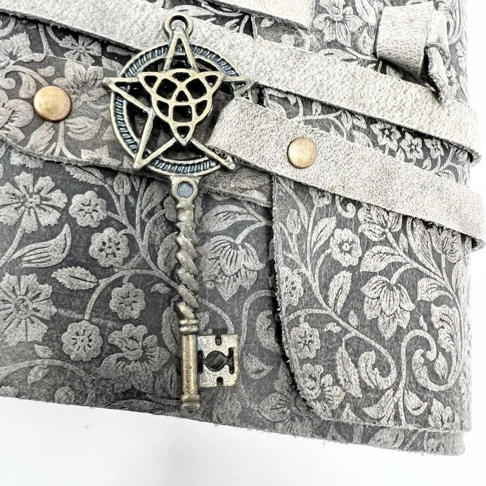 Vintage leather Journal with Key Blank Spell Book of Shadows, Grimoire Journal